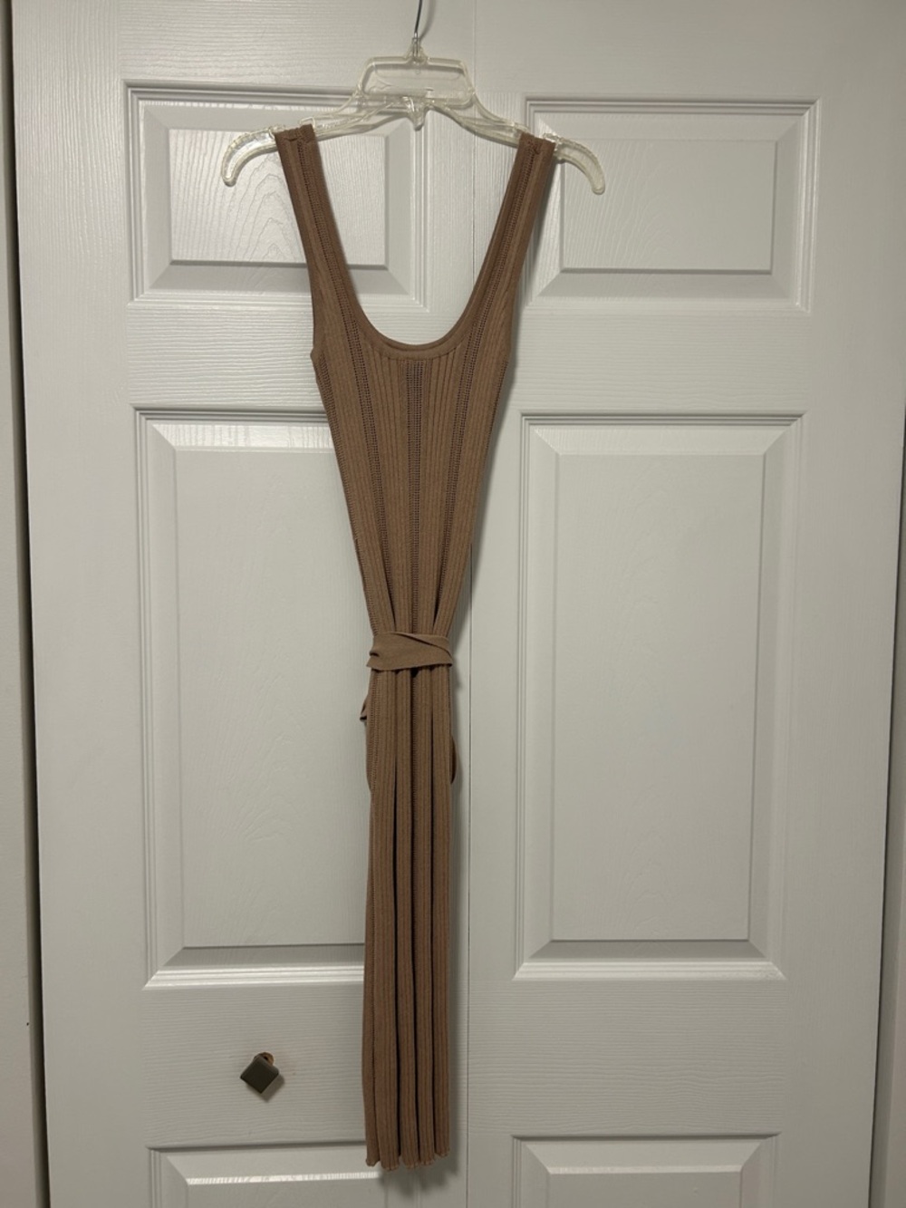 Brown Ribbed Midi Dress - Picture 8 of 8